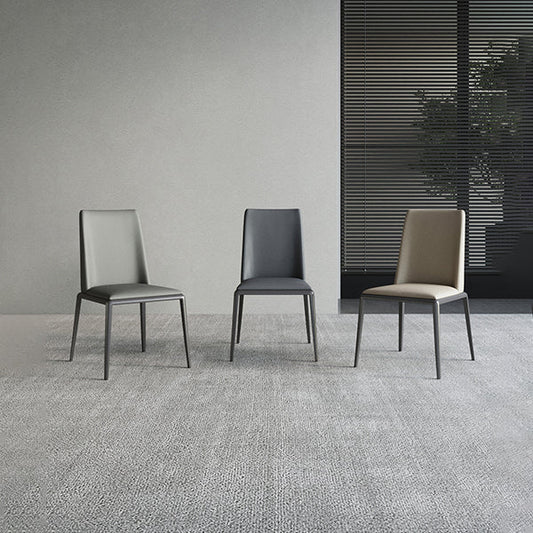 Silberbein zeitgenössischer Kunstleder -Esszimmerstuhl für Zuhause