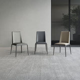 Silberbein zeitgenössischer Kunstleder -Esszimmerstuhl für Zuhause