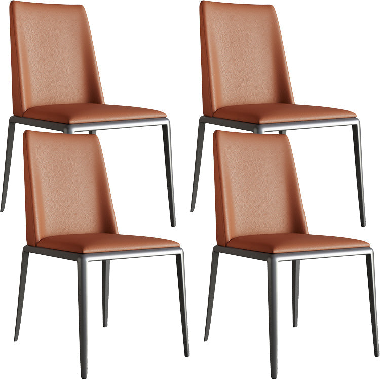 Silberbein zeitgenössischer Kunstleder -Esszimmerstuhl für Zuhause