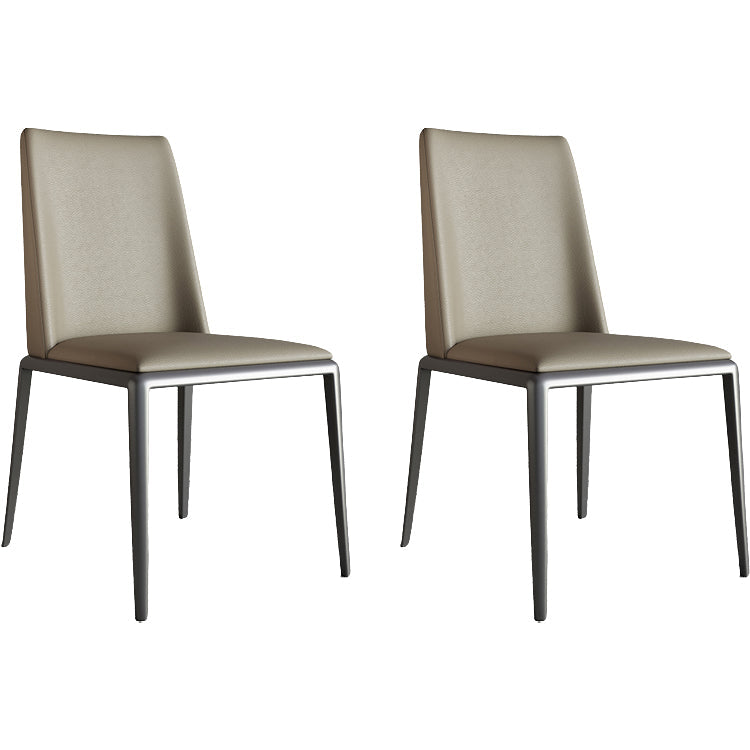 Silberbein zeitgenössischer Kunstleder -Esszimmerstuhl für Zuhause