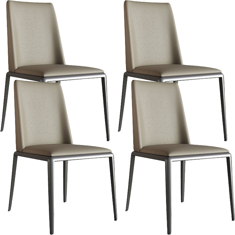 Silberbein zeitgenössischer Kunstleder -Esszimmerstuhl für Zuhause