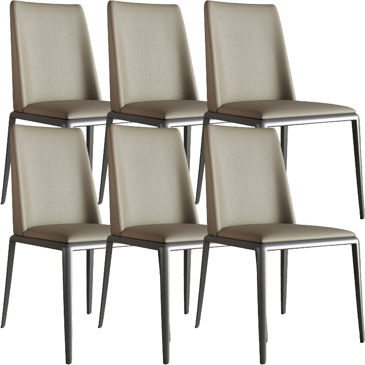 Silberbein zeitgenössischer Kunstleder -Esszimmerstuhl für Zuhause