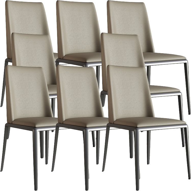 Silberbein zeitgenössischer Kunstleder -Esszimmerstuhl für Zuhause