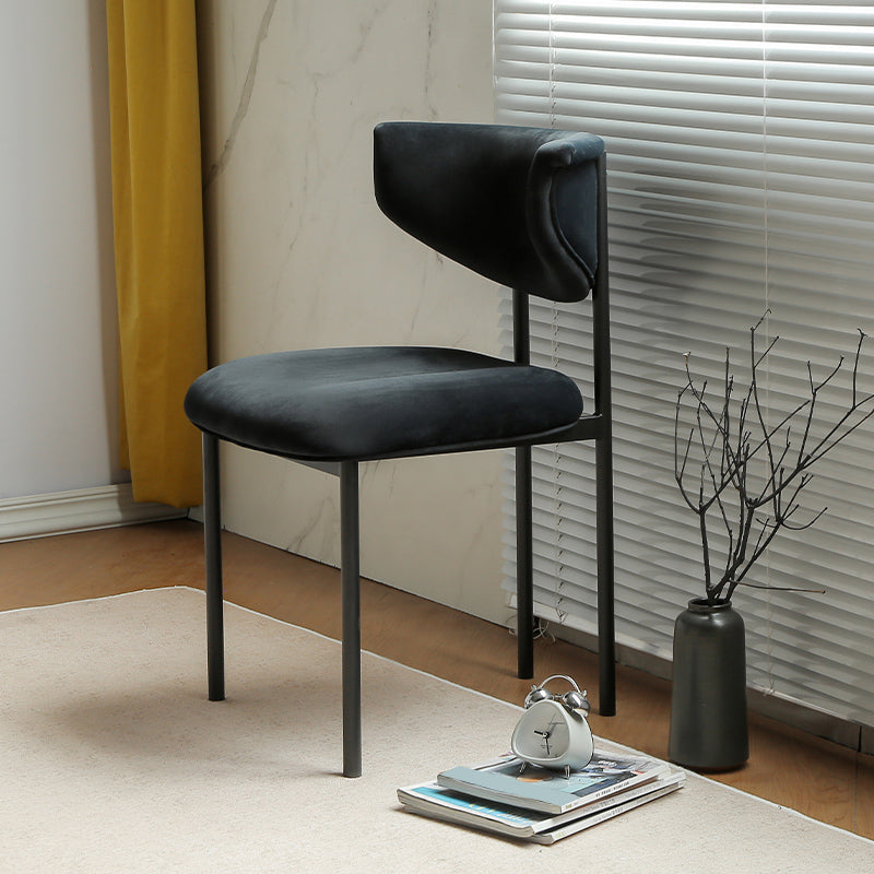 Contemporary Open Back Upholstered Dining Side Chair for Home Black Velvet 1 Piece Clearhalo 'Dining Chairs' 'Dining Tables & Seating' 'dining_chair' 'furn' 'furn_dining_chair' 'Furniture' 'Kitchen & Dining Furniture' 7733562