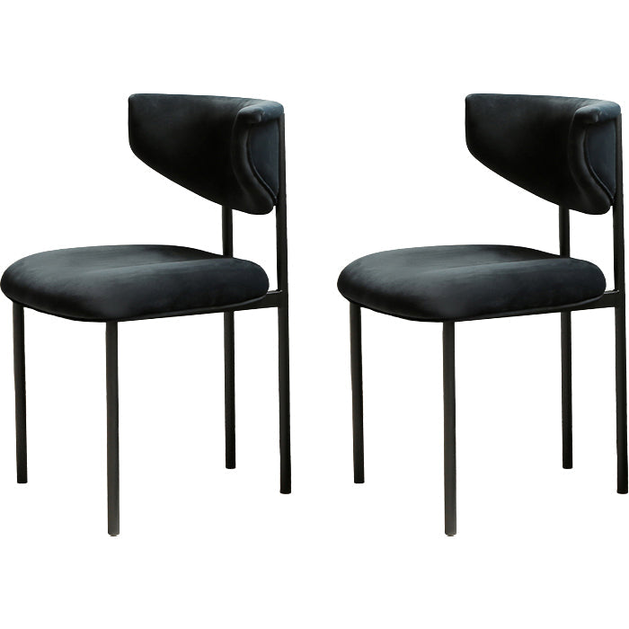 Contemporary Open Back Upholstered Dining Side Chair for Home Black Velvet 2 Piece Set Clearhalo 'Dining Chairs' 'Dining Tables & Seating' 'dining_chair' 'furn' 'furn_dining_chair' 'Furniture' 'Kitchen & Dining Furniture' 7733564