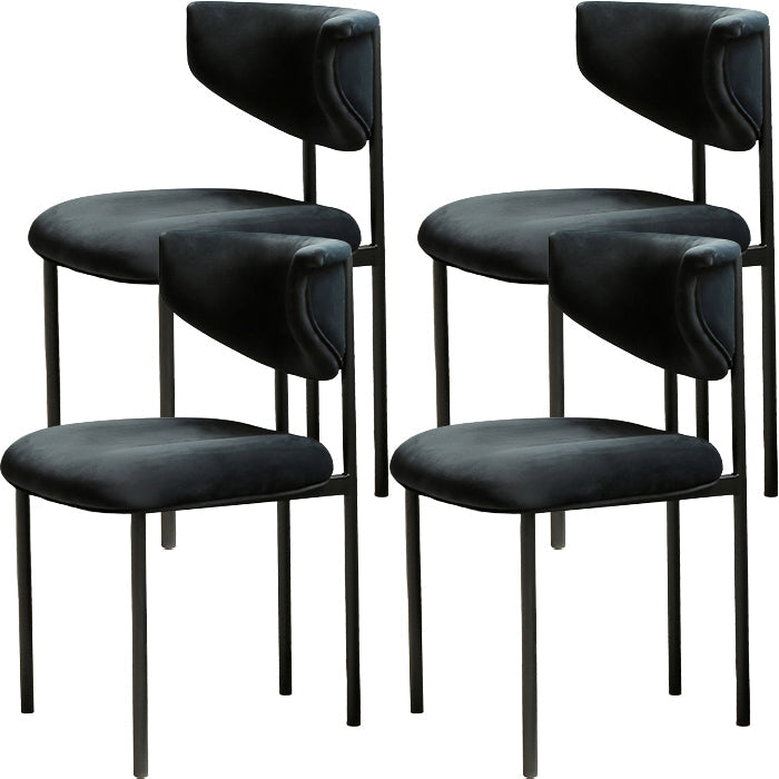 Contemporary Open Back Upholstered Dining Side Chair for Home Black Velvet 4 Piece Set Clearhalo 'Dining Chairs' 'Dining Tables & Seating' 'dining_chair' 'furn' 'furn_dining_chair' 'Furniture' 'Kitchen & Dining Furniture' 7733566