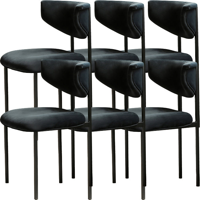 Contemporary Open Back Upholstered Dining Side Chair for Home Black Velvet 6 Piece Set Clearhalo 'Dining Chairs' 'Dining Tables & Seating' 'dining_chair' 'furn' 'furn_dining_chair' 'Furniture' 'Kitchen & Dining Furniture' 7733567