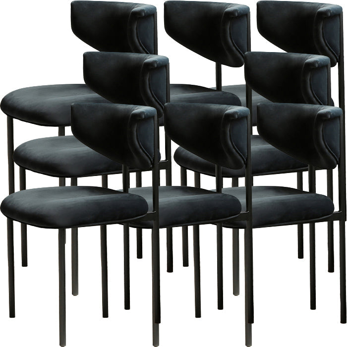 Contemporary Open Back Upholstered Dining Side Chair for Home Black Velvet 8 Piece Set Clearhalo 'Dining Chairs' 'Dining Tables & Seating' 'dining_chair' 'furn' 'furn_dining_chair' 'Furniture' 'Kitchen & Dining Furniture' 7733570