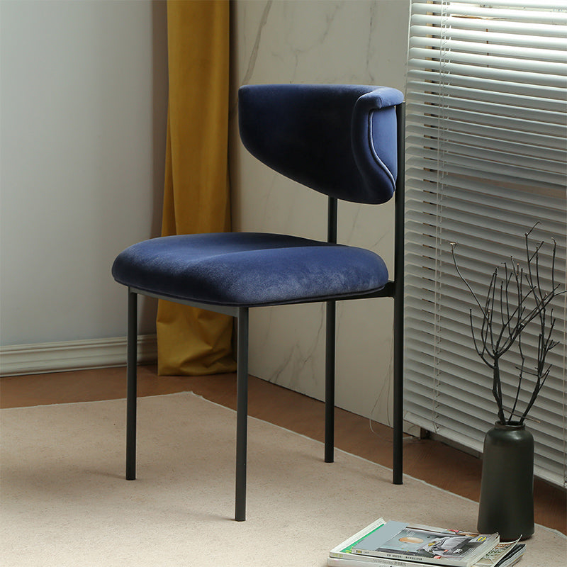 Contemporary Open Back Upholstered Dining Side Chair for Home Blue Velvet 1 Piece Clearhalo 'Dining Chairs' 'Dining Tables & Seating' 'dining_chair' 'furn' 'furn_dining_chair' 'Furniture' 'Kitchen & Dining Furniture' 7733572