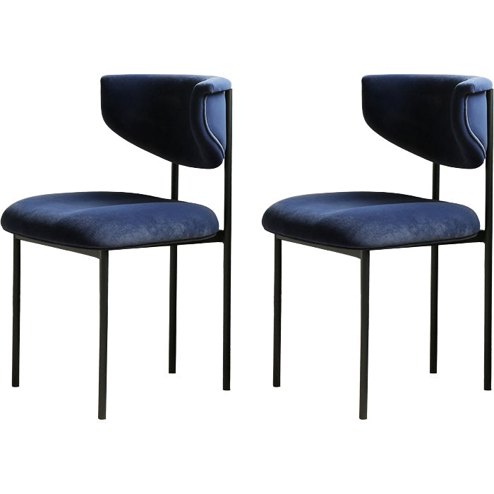 Contemporary Open Back Upholstered Dining Side Chair for Home Blue Velvet 2 Piece Set Clearhalo 'Dining Chairs' 'Dining Tables & Seating' 'dining_chair' 'furn' 'furn_dining_chair' 'Furniture' 'Kitchen & Dining Furniture' 7733574