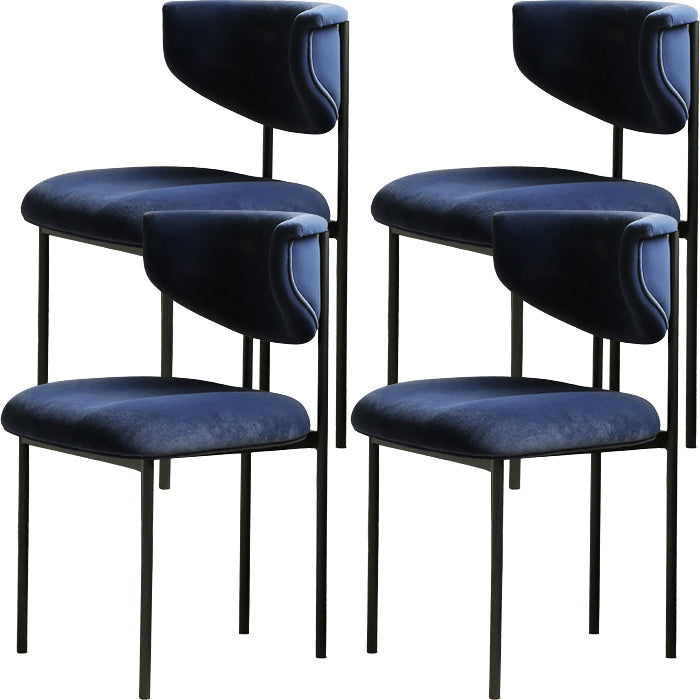 Contemporary Open Back Upholstered Dining Side Chair for Home Blue Velvet 4 Piece Set Clearhalo 'Dining Chairs' 'Dining Tables & Seating' 'dining_chair' 'furn' 'furn_dining_chair' 'Furniture' 'Kitchen & Dining Furniture' 7733575