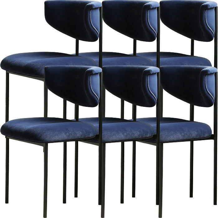 Contemporary Open Back Upholstered Dining Side Chair for Home Blue Velvet 6 Piece Set Clearhalo 'Dining Chairs' 'Dining Tables & Seating' 'dining_chair' 'furn' 'furn_dining_chair' 'Furniture' 'Kitchen & Dining Furniture' 7733578