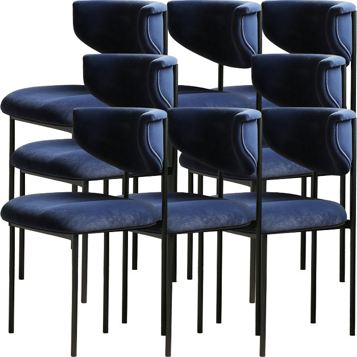 Contemporary Open Back Upholstered Dining Side Chair for Home Blue Velvet 8 Piece Set Clearhalo 'Dining Chairs' 'Dining Tables & Seating' 'dining_chair' 'furn' 'furn_dining_chair' 'Furniture' 'Kitchen & Dining Furniture' 7733579