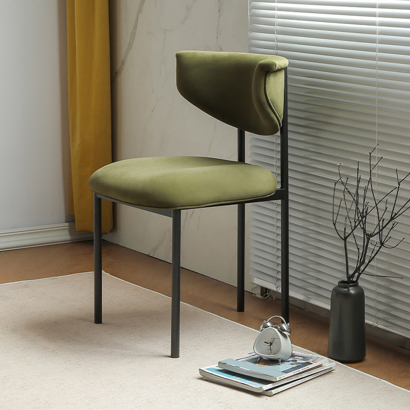 Contemporary Open Back Upholstered Dining Side Chair for Home Green Velvet 1 Piece Clearhalo 'Dining Chairs' 'Dining Tables & Seating' 'dining_chair' 'furn' 'furn_dining_chair' 'Furniture' 'Kitchen & Dining Furniture' 7733581