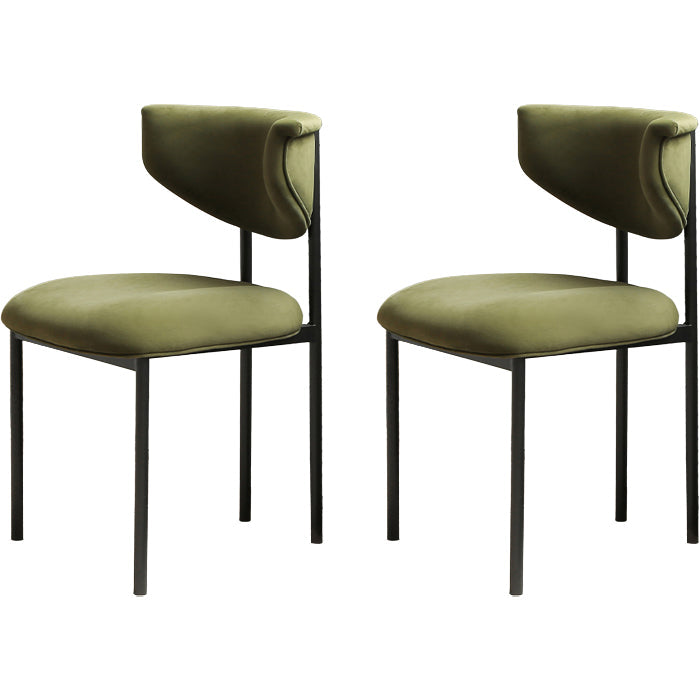 Contemporary Open Back Upholstered Dining Side Chair for Home Green Velvet 2 Piece Set Clearhalo 'Dining Chairs' 'Dining Tables & Seating' 'dining_chair' 'furn' 'furn_dining_chair' 'Furniture' 'Kitchen & Dining Furniture' 7733582