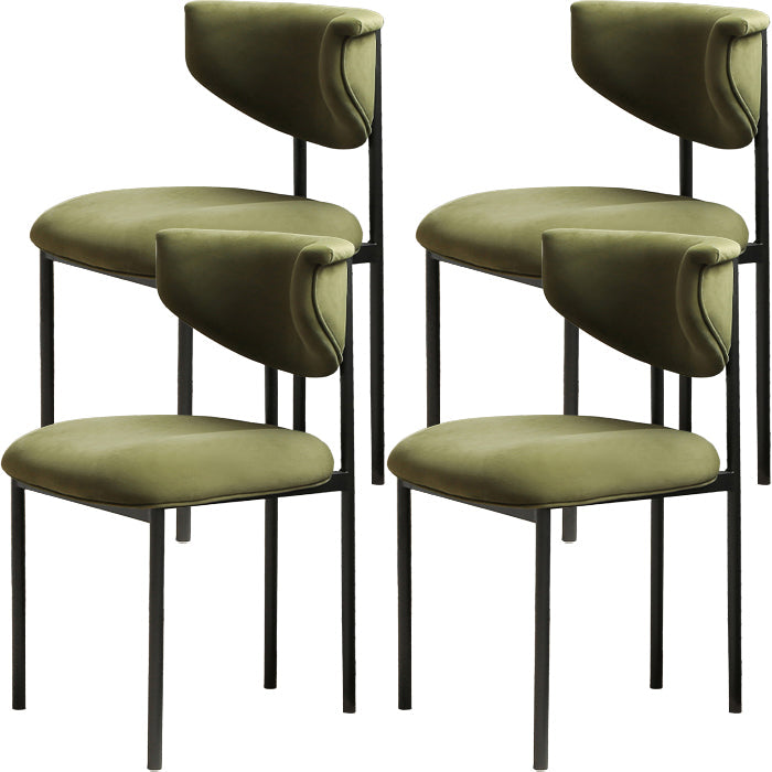 Contemporary Open Back Upholstered Dining Side Chair for Home Green Velvet 4 Piece Set Clearhalo 'Dining Chairs' 'Dining Tables & Seating' 'dining_chair' 'furn' 'furn_dining_chair' 'Furniture' 'Kitchen & Dining Furniture' 7733583