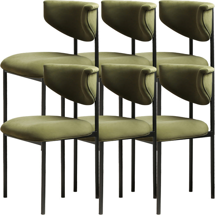 Contemporary Open Back Upholstered Dining Side Chair for Home Green Velvet 6 Piece Set Clearhalo 'Dining Chairs' 'Dining Tables & Seating' 'dining_chair' 'furn' 'furn_dining_chair' 'Furniture' 'Kitchen & Dining Furniture' 7733584