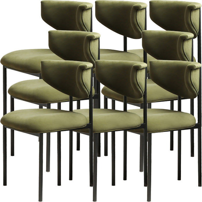 Contemporary Open Back Upholstered Dining Side Chair for Home Green Velvet 8 Piece Set Clearhalo 'Dining Chairs' 'Dining Tables & Seating' 'dining_chair' 'furn' 'furn_dining_chair' 'Furniture' 'Kitchen & Dining Furniture' 7733585