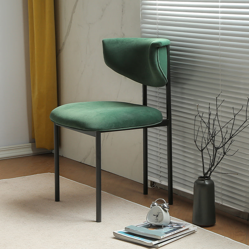 Contemporary Open Back Upholstered Dining Side Chair for Home Blackish Green Velvet 1 Piece Clearhalo 'Dining Chairs' 'Dining Tables & Seating' 'dining_chair' 'furn' 'furn_dining_chair' 'Furniture' 'Kitchen & Dining Furniture' 7733586