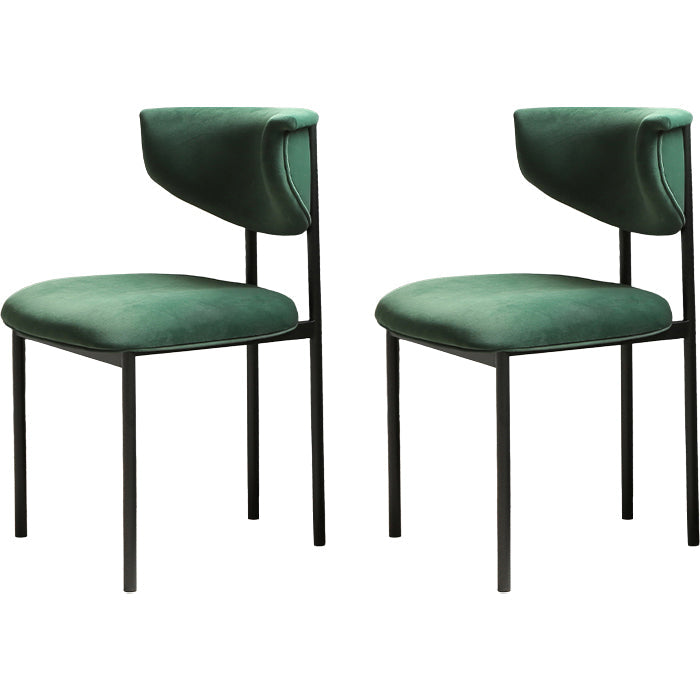 Contemporary Open Back Upholstered Dining Side Chair for Home Blackish Green Velvet 2 Piece Set Clearhalo 'Dining Chairs' 'Dining Tables & Seating' 'dining_chair' 'furn' 'furn_dining_chair' 'Furniture' 'Kitchen & Dining Furniture' 7733587