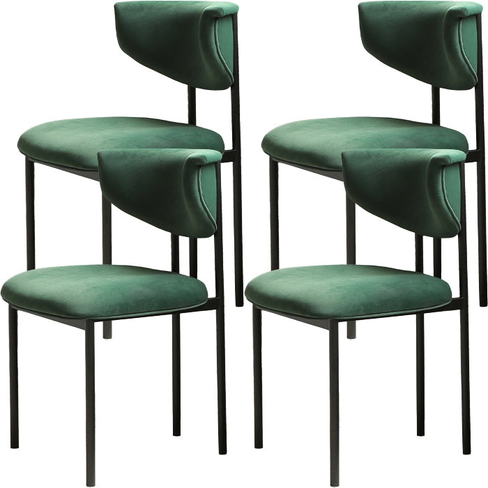 Contemporary Open Back Upholstered Dining Side Chair for Home Blackish Green Velvet 4 Piece Set Clearhalo 'Dining Chairs' 'Dining Tables & Seating' 'dining_chair' 'furn' 'furn_dining_chair' 'Furniture' 'Kitchen & Dining Furniture' 7733588