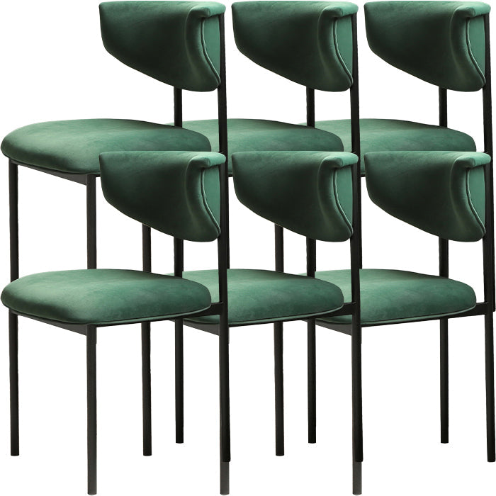 Contemporary Open Back Upholstered Dining Side Chair for Home Blackish Green Velvet 6 Piece Set Clearhalo 'Dining Chairs' 'Dining Tables & Seating' 'dining_chair' 'furn' 'furn_dining_chair' 'Furniture' 'Kitchen & Dining Furniture' 7733589