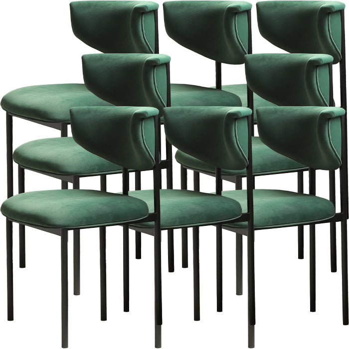 Contemporary Open Back Upholstered Dining Side Chair for Home Blackish Green Velvet 8 Piece Set Clearhalo 'Dining Chairs' 'Dining Tables & Seating' 'dining_chair' 'furn' 'furn_dining_chair' 'Furniture' 'Kitchen & Dining Furniture' 7733590