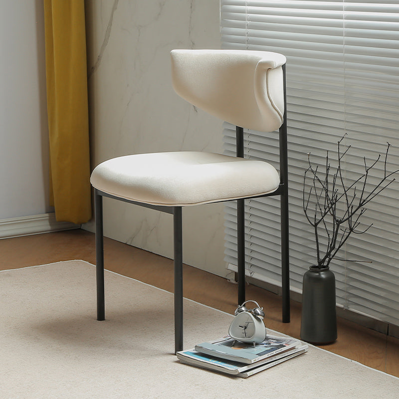 Contemporary Open Back Upholstered Dining Side Chair for Home Off-White Velvet 1 Piece Clearhalo 'Dining Chairs' 'Dining Tables & Seating' 'dining_chair' 'furn' 'furn_dining_chair' 'Furniture' 'Kitchen & Dining Furniture' 7733591