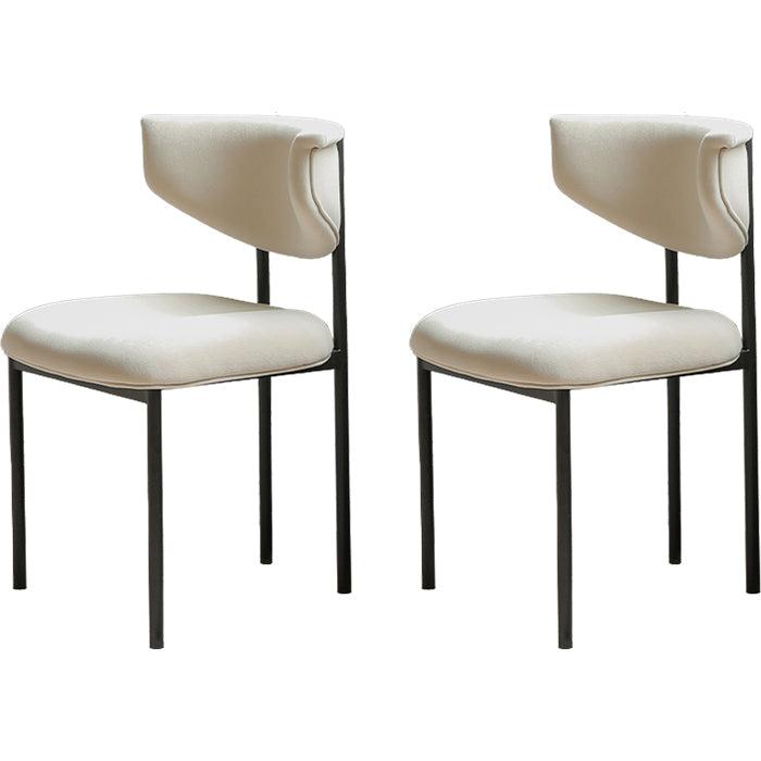 Contemporary Open Back Upholstered Dining Side Chair for Home Off-White Velvet 2 Piece Set Clearhalo 'Dining Chairs' 'Dining Tables & Seating' 'dining_chair' 'furn' 'furn_dining_chair' 'Furniture' 'Kitchen & Dining Furniture' 7733592