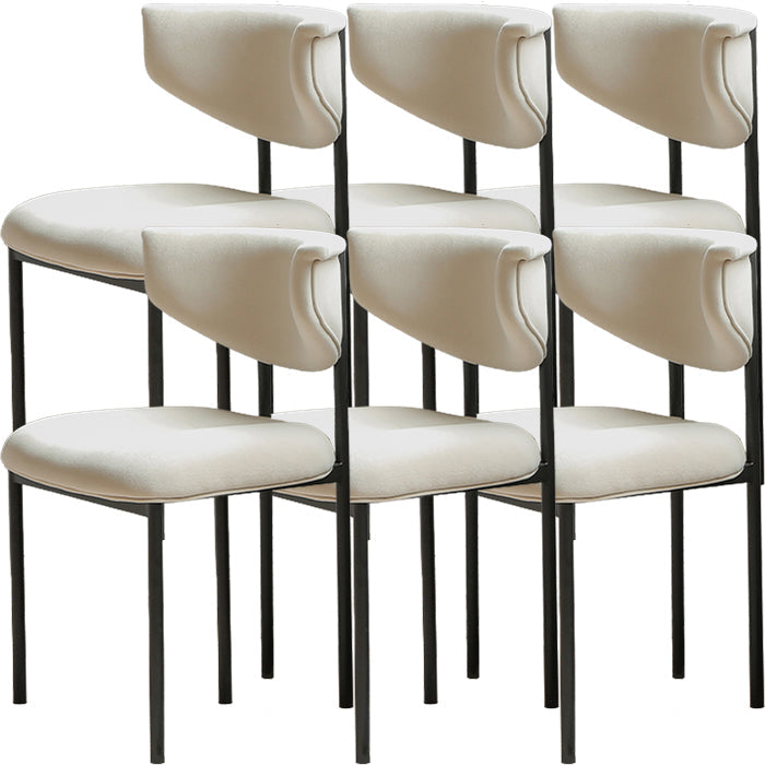 Contemporary Open Back Upholstered Dining Side Chair for Home Off-White Velvet 6 Piece Set Clearhalo 'Dining Chairs' 'Dining Tables & Seating' 'dining_chair' 'furn' 'furn_dining_chair' 'Furniture' 'Kitchen & Dining Furniture' 7733594