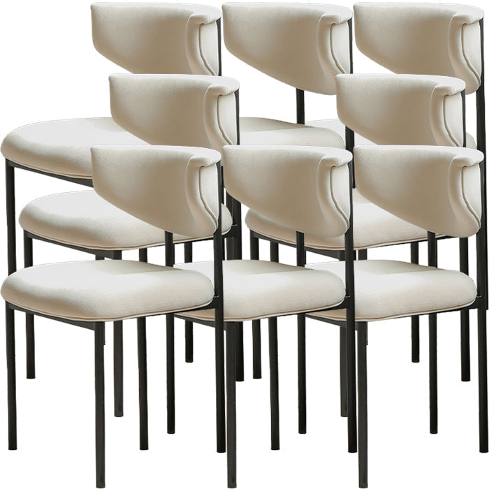 Contemporary Open Back Upholstered Dining Side Chair for Home Off-White Velvet 8 Piece Set Clearhalo 'Dining Chairs' 'Dining Tables & Seating' 'dining_chair' 'furn' 'furn_dining_chair' 'Furniture' 'Kitchen & Dining Furniture' 7733595