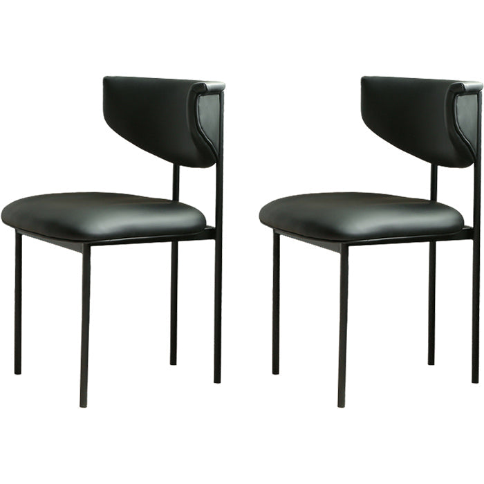 Contemporary Open Back Upholstered Dining Side Chair for Home Black Faux Leather 2 Piece Set Clearhalo 'Dining Chairs' 'Dining Tables & Seating' 'dining_chair' 'furn' 'furn_dining_chair' 'Furniture' 'Kitchen & Dining Furniture' 7733597