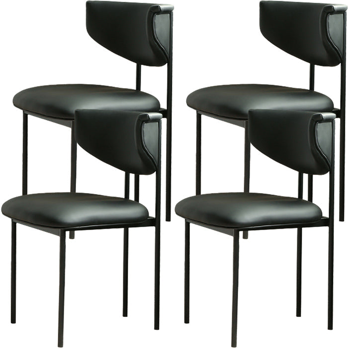 Contemporary Open Back Upholstered Dining Side Chair for Home Black Faux Leather 4 Piece Set Clearhalo 'Dining Chairs' 'Dining Tables & Seating' 'dining_chair' 'furn' 'furn_dining_chair' 'Furniture' 'Kitchen & Dining Furniture' 7733598