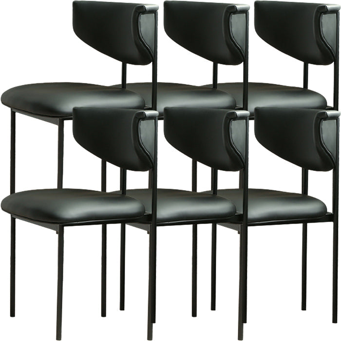 Contemporary Open Back Upholstered Dining Side Chair for Home Black Faux Leather 6 Piece Set Clearhalo 'Dining Chairs' 'Dining Tables & Seating' 'dining_chair' 'furn' 'furn_dining_chair' 'Furniture' 'Kitchen & Dining Furniture' 7733599