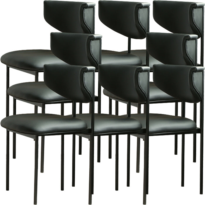 Contemporary Open Back Upholstered Dining Side Chair for Home Black Faux Leather 8 Piece Set Clearhalo 'Dining Chairs' 'Dining Tables & Seating' 'dining_chair' 'furn' 'furn_dining_chair' 'Furniture' 'Kitchen & Dining Furniture' 7733600