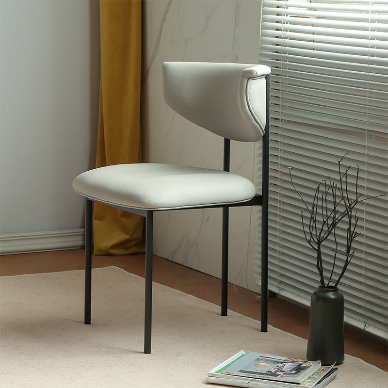 Contemporary Open Back Upholstered Dining Side Chair for Home Grey Faux Leather 1 Piece Clearhalo 'Dining Chairs' 'Dining Tables & Seating' 'dining_chair' 'furn' 'furn_dining_chair' 'Furniture' 'Kitchen & Dining Furniture' 7733601