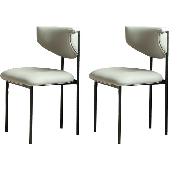 Contemporary Open Back Upholstered Dining Side Chair for Home Grey Faux Leather 2 Piece Set Clearhalo 'Dining Chairs' 'Dining Tables & Seating' 'dining_chair' 'furn' 'furn_dining_chair' 'Furniture' 'Kitchen & Dining Furniture' 7733602
