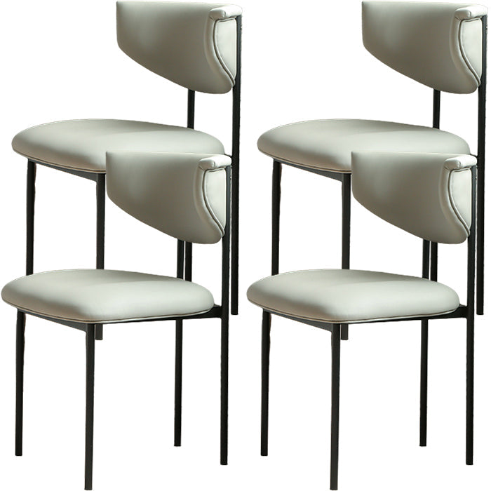 Contemporary Open Back Upholstered Dining Side Chair for Home Grey Faux Leather 4 Piece Set Clearhalo 'Dining Chairs' 'Dining Tables & Seating' 'dining_chair' 'furn' 'furn_dining_chair' 'Furniture' 'Kitchen & Dining Furniture' 7733603