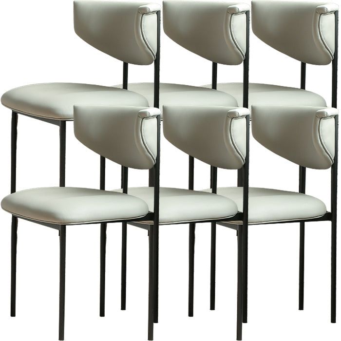 Contemporary Open Back Upholstered Dining Side Chair for Home Grey Faux Leather 6 Piece Set Clearhalo 'Dining Chairs' 'Dining Tables & Seating' 'dining_chair' 'furn' 'furn_dining_chair' 'Furniture' 'Kitchen & Dining Furniture' 7733604