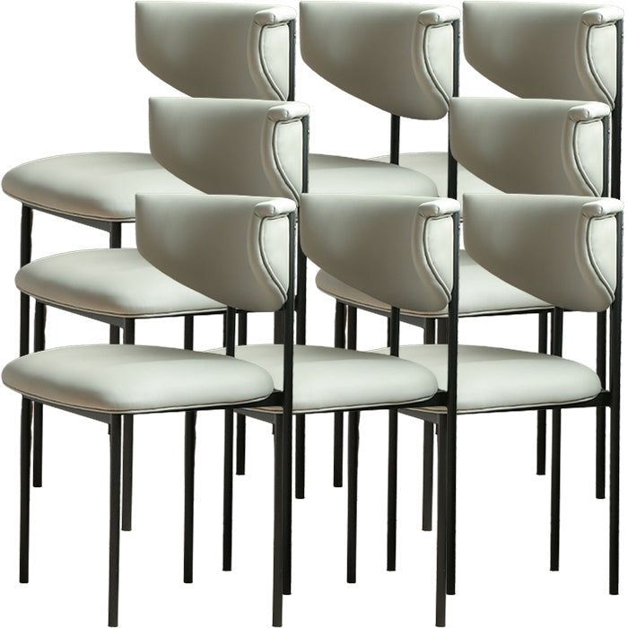 Contemporary Open Back Upholstered Dining Side Chair for Home Grey Faux Leather 8 Piece Set Clearhalo 'Dining Chairs' 'Dining Tables & Seating' 'dining_chair' 'furn' 'furn_dining_chair' 'Furniture' 'Kitchen & Dining Furniture' 7733605