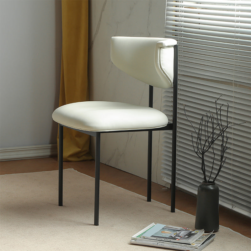 Contemporary Open Back Upholstered Dining Side Chair for Home White Faux Leather 1 Piece Clearhalo 'Dining Chairs' 'Dining Tables & Seating' 'dining_chair' 'furn' 'furn_dining_chair' 'Furniture' 'Kitchen & Dining Furniture' 7733606