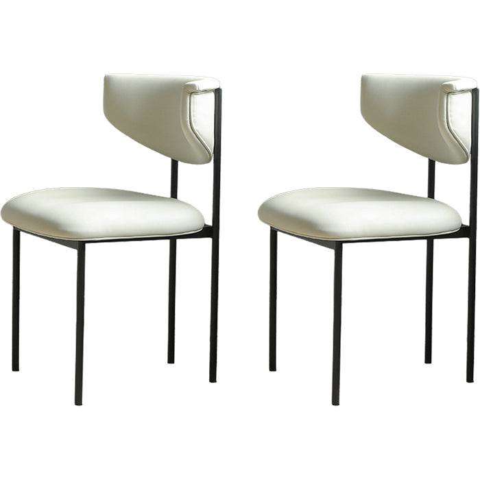 Contemporary Open Back Upholstered Dining Side Chair for Home White Faux Leather 2 Piece Set Clearhalo 'Dining Chairs' 'Dining Tables & Seating' 'dining_chair' 'furn' 'furn_dining_chair' 'Furniture' 'Kitchen & Dining Furniture' 7733607