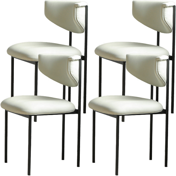 Contemporary Open Back Upholstered Dining Side Chair for Home White Faux Leather 4 Piece Set Clearhalo 'Dining Chairs' 'Dining Tables & Seating' 'dining_chair' 'furn' 'furn_dining_chair' 'Furniture' 'Kitchen & Dining Furniture' 7733608
