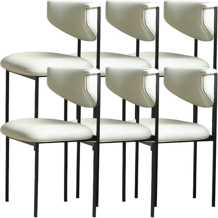 Contemporary Open Back Upholstered Dining Side Chair for Home White Faux Leather 6 Piece Set Clearhalo 'Dining Chairs' 'Dining Tables & Seating' 'dining_chair' 'furn' 'furn_dining_chair' 'Furniture' 'Kitchen & Dining Furniture' 7733609