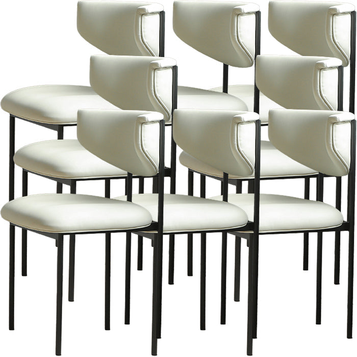 Contemporary Open Back Upholstered Dining Side Chair for Home White Faux Leather 8 Piece Set Clearhalo 'Dining Chairs' 'Dining Tables & Seating' 'dining_chair' 'furn' 'furn_dining_chair' 'Furniture' 'Kitchen & Dining Furniture' 7733610