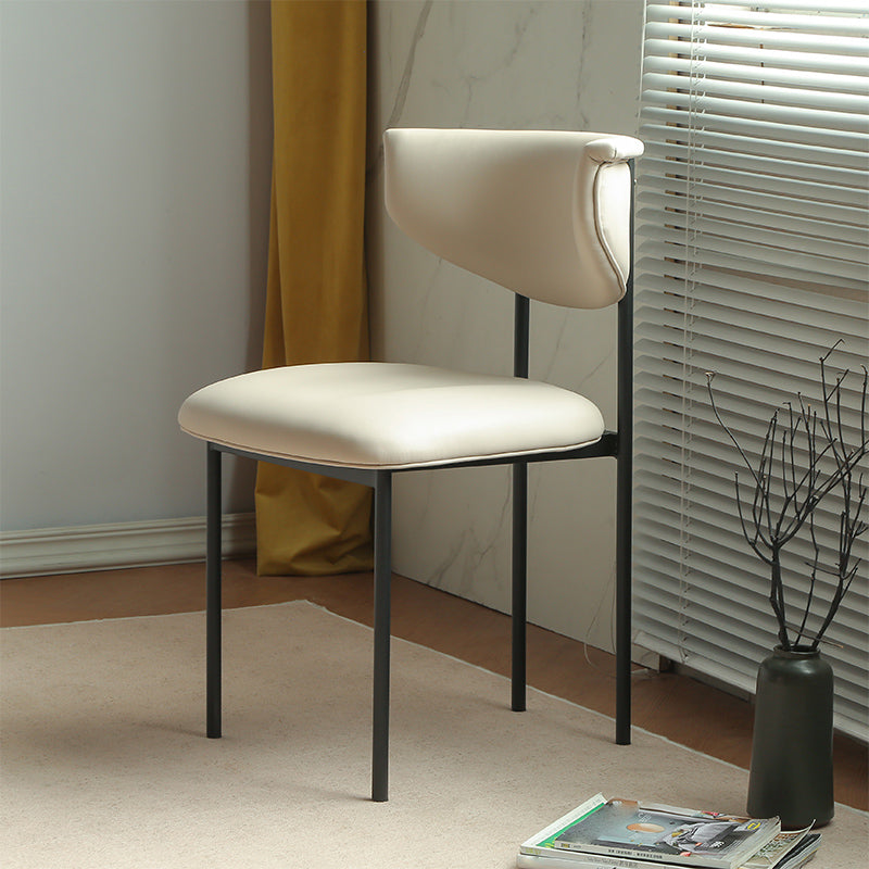 Contemporary Open Back Upholstered Dining Side Chair for Home Cream White Faux Leather 1 Piece Clearhalo 'Dining Chairs' 'Dining Tables & Seating' 'dining_chair' 'furn' 'furn_dining_chair' 'Furniture' 'Kitchen & Dining Furniture' 7733611