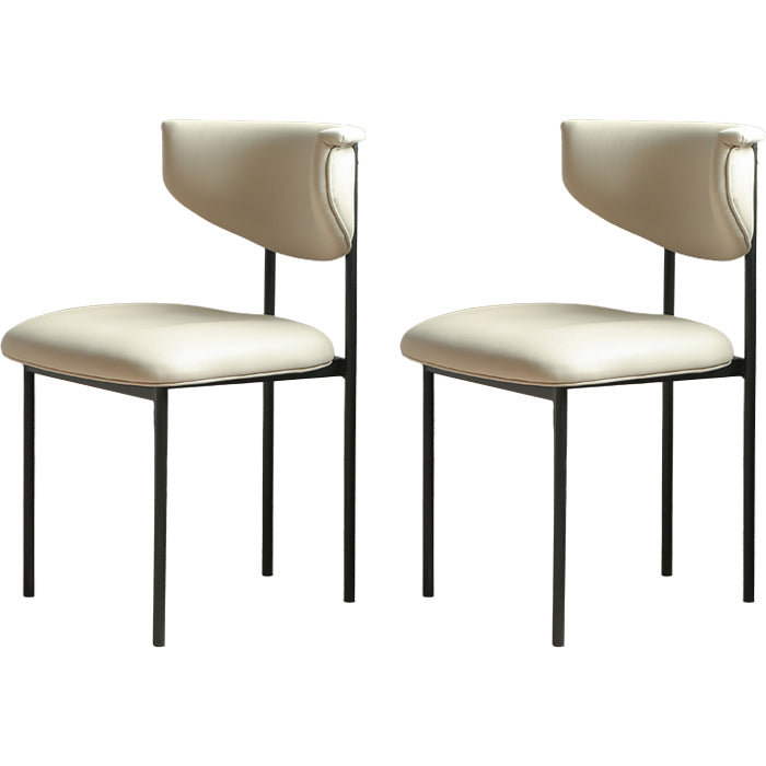 Contemporary Open Back Upholstered Dining Side Chair for Home Cream White Faux Leather 2 Piece Set Clearhalo 'Dining Chairs' 'Dining Tables & Seating' 'dining_chair' 'furn' 'furn_dining_chair' 'Furniture' 'Kitchen & Dining Furniture' 7733612
