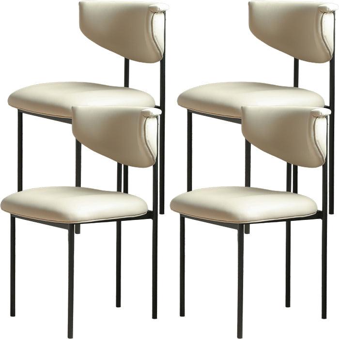 Contemporary Open Back Upholstered Dining Side Chair for Home Cream White Faux Leather 4 Piece Set Clearhalo 'Dining Chairs' 'Dining Tables & Seating' 'dining_chair' 'furn' 'furn_dining_chair' 'Furniture' 'Kitchen & Dining Furniture' 7733613