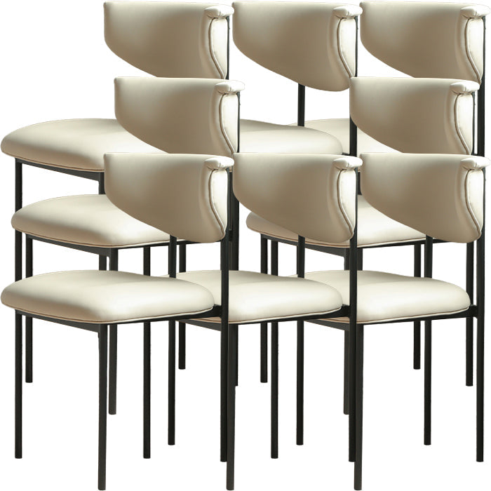 Contemporary Open Back Upholstered Dining Side Chair for Home Cream White Faux Leather 8 Piece Set Clearhalo 'Dining Chairs' 'Dining Tables & Seating' 'dining_chair' 'furn' 'furn_dining_chair' 'Furniture' 'Kitchen & Dining Furniture' 7733615