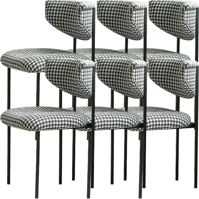 Contemporary Open Back Upholstered Dining Side Chair for Home Houndstooth pattern Linen 6 Piece Set Clearhalo 'Dining Chairs' 'Dining Tables & Seating' 'dining_chair' 'furn' 'furn_dining_chair' 'Furniture' 'Kitchen & Dining Furniture' 7733619